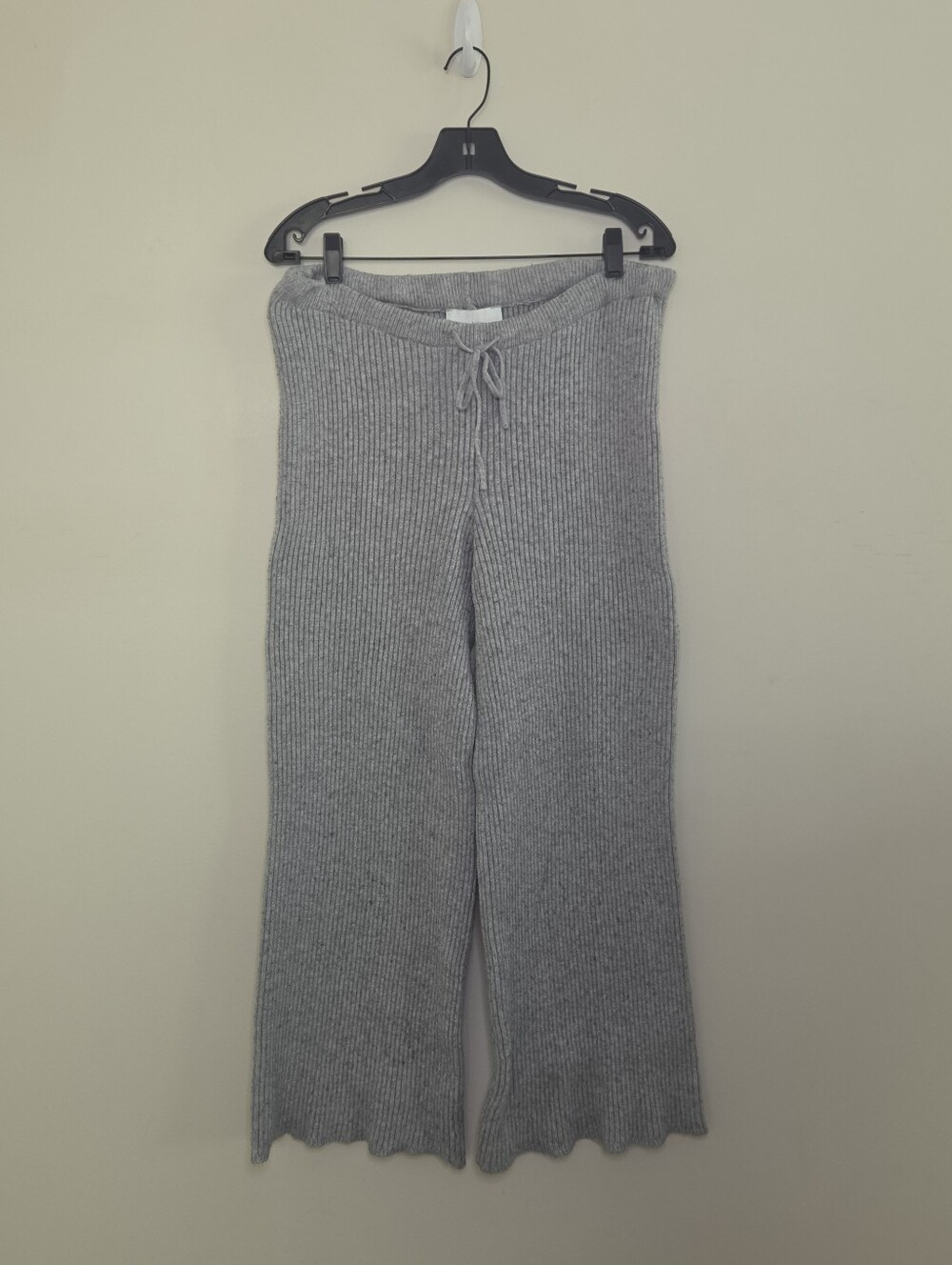 Women's Pink Rose Gray Ribbed Sweater Pants Sz XL